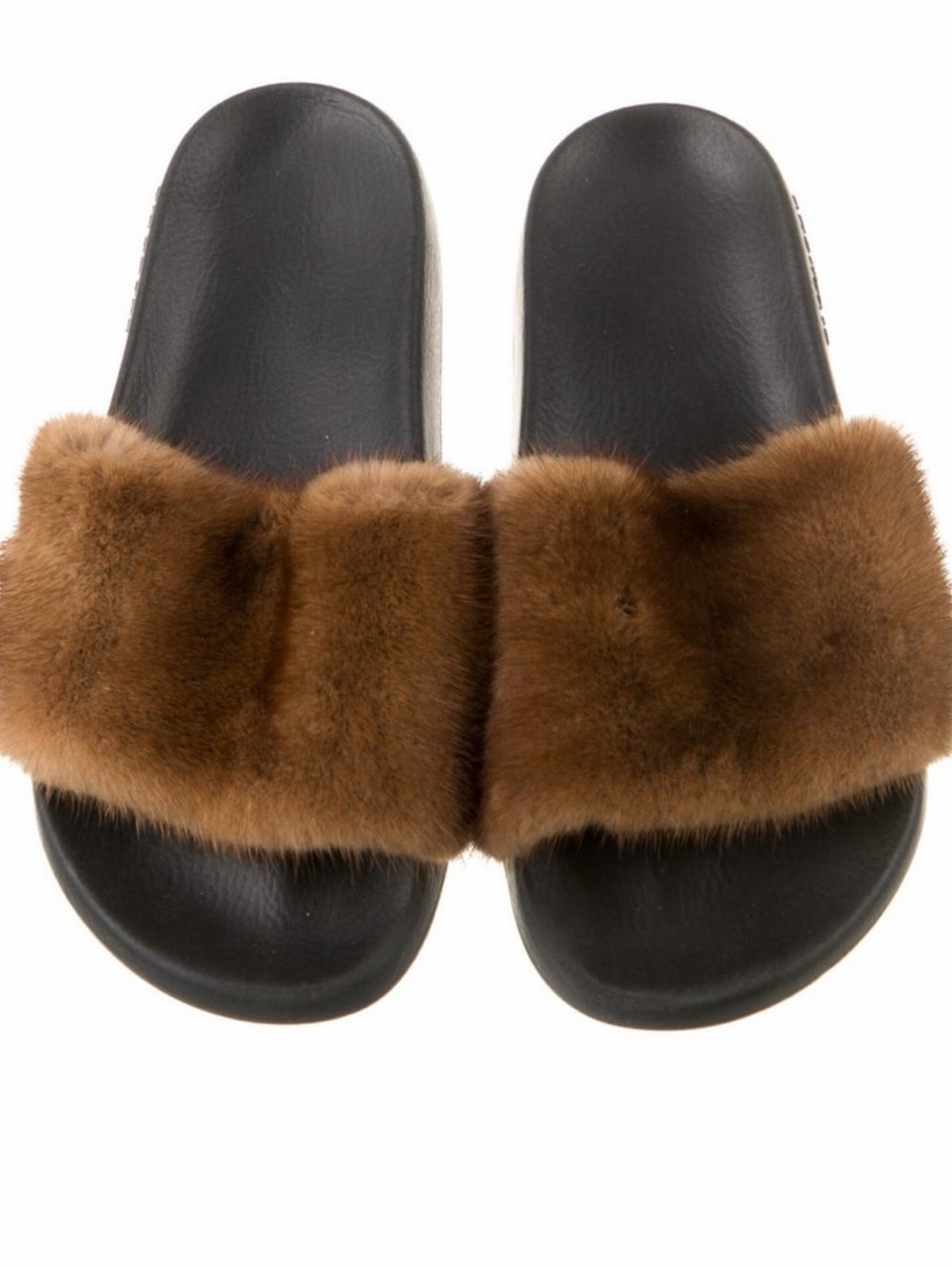 Givenchy Brown Fur Slide Sandals